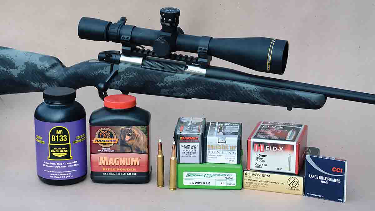 Brian used a variety of components to develop data for the 6.5 Weatherby RPM.